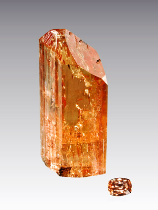 Imperial Topaz Brazil rough and cut