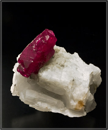 Ruby on Calcite Mogok Burma cabinet specimen