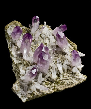 Amethyst on Epidote Las Vigas Mexico cabinet specimen