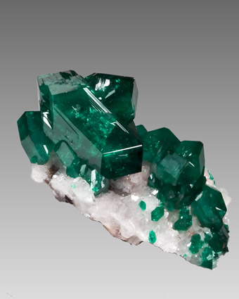 Dioptase on Calcite Tsumeb pristine miniature