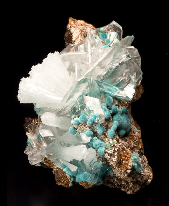 Rosasite Hemimorphite Calcite Ojuela Mexico