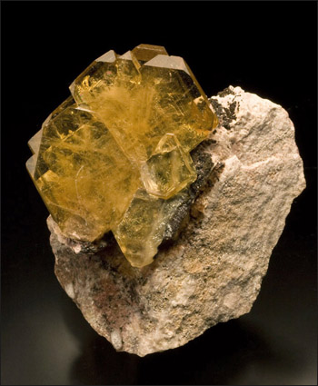 golden yellow barite on matrix Huanuco Department Peru small cabinet