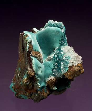 rosasite with calcite ojuela mine Mexico small cabinet