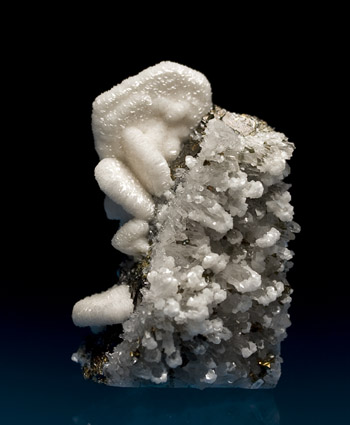 Calcite on Quartz Baia Sprie Romania cabinet specimen