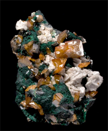 Wulfenite Malachite Dolomite Tsumeb Mine Namibia small cabinet specimen