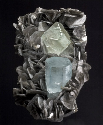Aquamarine Fluorite on Muscovite Pakistan cabinet specimen