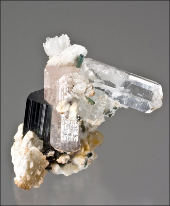 goshenite apatite schorl combination Shengus Pakistan miniature