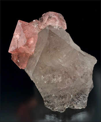 Pink Fluorite on Smoky Quartz Mt. Blanc Chamonix France