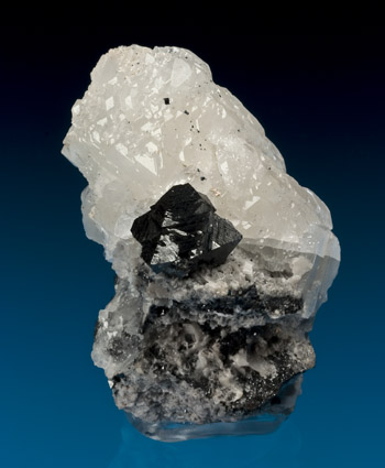 Hausmannite on Calcite Wessels Mine South Africa small cabinet