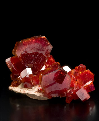 Vanadinite on barite Mibladen Morocco miniature
