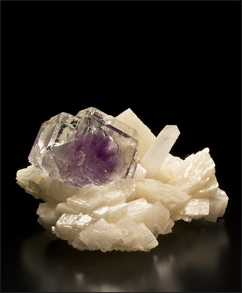 Fluorite on Dolomite with Quartz Shangbao China small cabinet