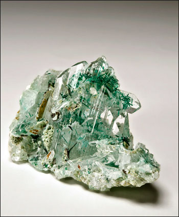 Atacamite with Gypsum Lily Mine Peru small cabinet