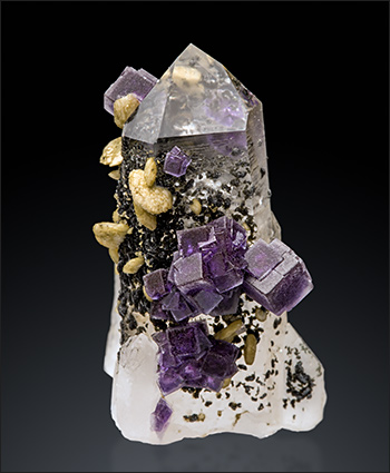 Fluorite on Quartz Siderite Panasqueira miniature